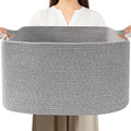96L Large Blanket Basket,24"x16"x15"Rectangle Storage Bin with Handles,Woven Rope Laundry Basket for Toys, Clothes,Magazines,