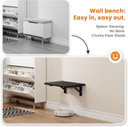 Foldable Floating Wall Shelves 16 inch, Bathroom Shelves Wall Mounted,12" Deep Wood Floating Kitchen shelves,Easy to Install 