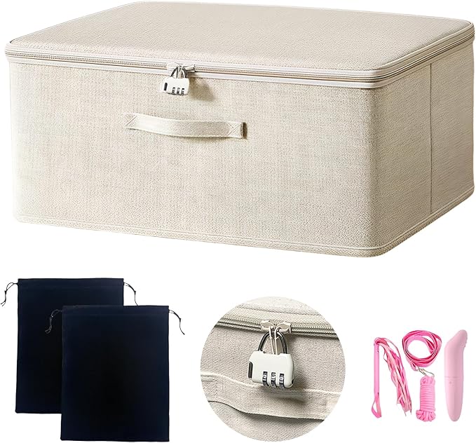 Locking Adult Game Toy Storage Organizer Lock Box Toy Storage Bins Women and Men Game Toys Storage Bags with 2 Drawstring Bag