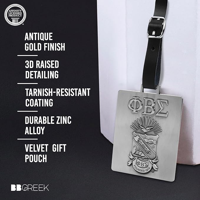 Phi Beta Sigma Fraternity Paraphernalia - Official Vendor - Luggage Tags - Set of 2 - Greek Letters and Shield