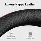 Steering Wheel Cover, Premium Nappa Leather Steering Wheel Cover, Non-Slip & Breathable, Universal Fit for 14.5-15 Inch Wheel