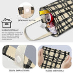 Cute Car Trash Can, Hanging Canvas Car Back Seat Organizer and Storage Bag, Funny Car Trash Bag For Travelling, Outdoor Cute Beige Black Plaid