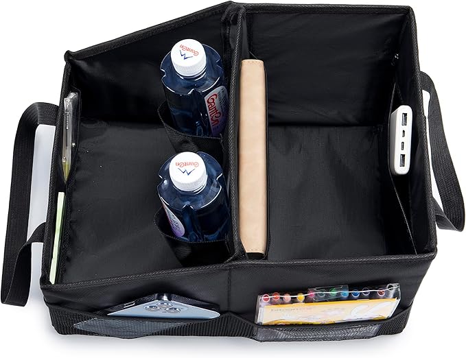 Front-Back Seat Car Organizer Box - Portable Passenger Seat Organizer, Odorless Fabric Car Seat Organizer, Universal Foldable A