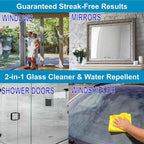 Glass CPR 2-in-1 Glass Cleaner & Water Repellent (22oz) + 2 Microfiber Applicator Towels | Deep Cleaning for Glass, Mirrors, 