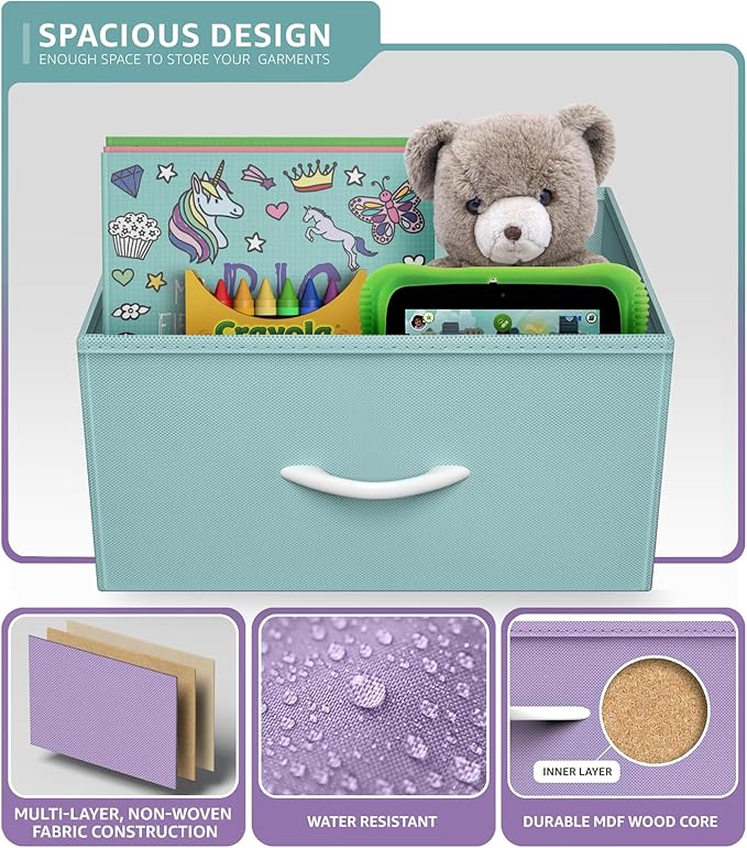 Sorbus Fabric Dresser for Kids Bedroom - Chest of 5 Drawers, Tall Storage Tower, Clothing Organizer, for Closet, for Playroom