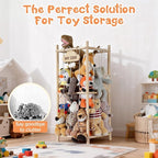 LAMU Stuffed Animal Storage Zoo, Wooden Stuffed Animals Organizer & Holder for Kids with Elastic Cords, Space Saving Plushies
