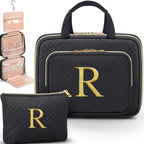 Gifts for Women, Initial Toiletry Makeup Bag Hanging Cosmetic Organizer with Embroidery Letter Personalized Nurse Teacher App
