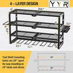 YYR 4 Layer Power Tool Organizer Wall Mount, Cordless Drill Hanger Storage Rack, Battery Tools Holder with Charging Station S