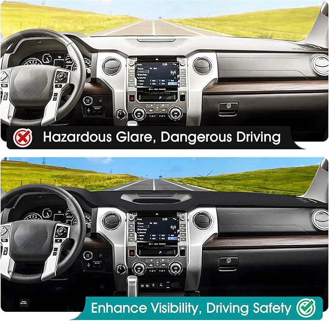 FIILINES Dash Cover for 2014-2021 Toyota Tundra, Dashboard Mat Accessories Dash Cover Sunshade Nonslip Mesh Protector No Glar