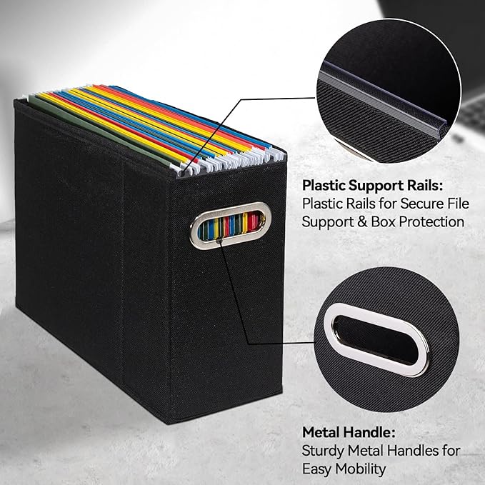 6 Packs Letter Size File Organizer, File Folders Organizer, Fabric Storage Box, Collapsible Paper Organizer with Metal Handle