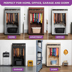 HOLDN’ STORAGE Portable Wardrobe Closet - 50 lb Capacity, Internal Heavy Duty Metal Rod, Zipper & Clear Window, Durable Cloth