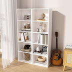 Wooden 5 Cube Storage Organizer, White 5 Tier Bookcase Bookshelf Freestanding Storage Display Organizer, Versatile Cubes Open