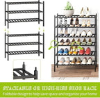 BMOSU 3-Tier Bamboo Shoe Rack Premium Stackable Shoe Shelf Storage Organizer for Hallway Closet Living Room Entryway Organize