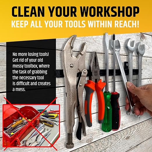 12" Heavy-Duty Magnetic Tool Holders (4 Pack - 48" Total) - Extremely Powerful Magnetic Pull Force to Hold Heavy Tools (Upgra