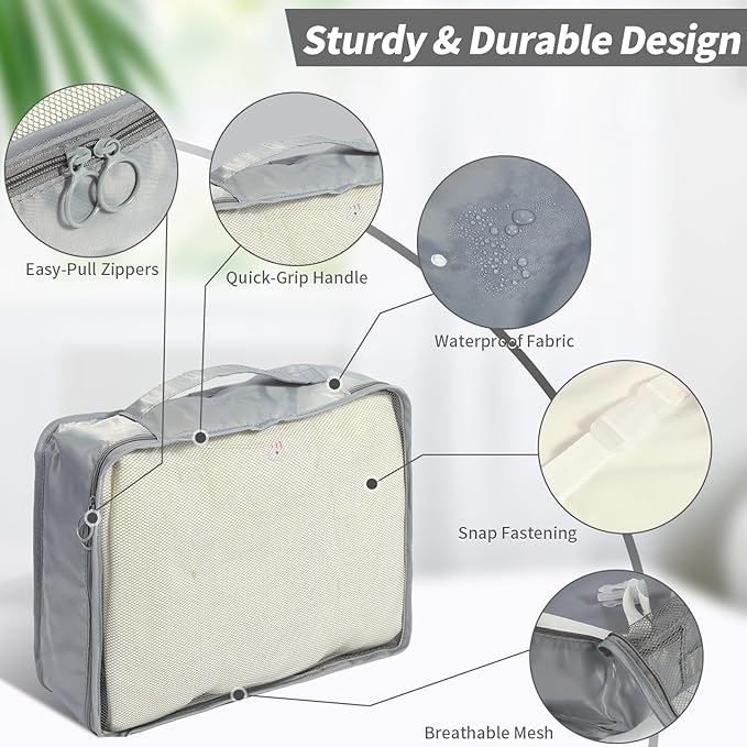 12PCS Packing Cubes for Suitcases, Travel Luggage Organizer Bags, Packing Cubes Luggage Packing Organizers for Travel Accesso
