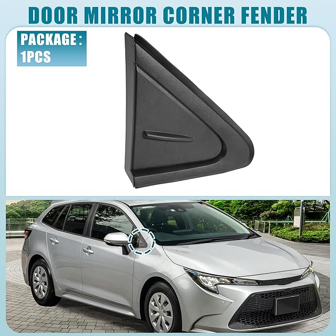 Front Right Door Mirror Corner mudguard Triangle Cover Trim No.60117-02370 Rearview Triangle Trim Panel for Toyota Corolla 2019-2021 Plastic Black