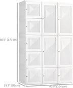 HOMCOM Portable Wardrobe Closet, Folding Clothes Storage Organizer with 8 Cube Compartments, 2 Hanging Rods, 11 Magnet Doors,