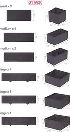 DIOMMELL 21 Pack Foldable Cloth Storage Box Closet Dresser Drawer Organizer Fabric Baskets Bins Containers Divider for Baby C