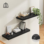 Dreamland 40" Floating Shelves for Wall, 12" Deep Thicker Black Floating Shelves, Wall-Mounted Shelves for Bedroom, Living Ro