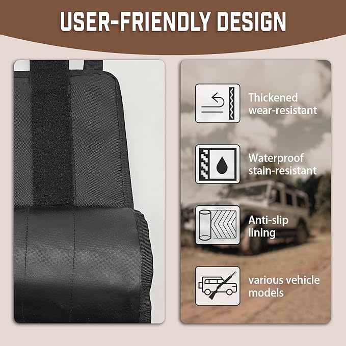 Truck Gun Rack（Set of 2）, Seat Back Gun Rack with Adjustable Straps, 600D Oxford Cloth, Universal Rifle Holder, PVC Coated, Secure Storage Pockets for Hunting Gear, Easy to Install Vehicle Gun Rack