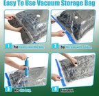 HIBAG Vacuum Storage Bags, 10 Space Saver Bags, Polyethylene (PE), Jumbo & Large Sizes, Zipper Closure, Vacuum Sealed, Ideal 