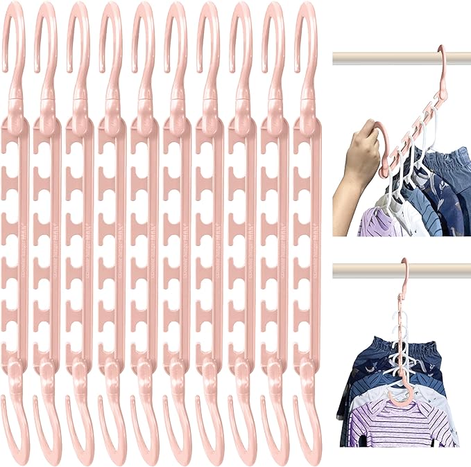 Wonder Hanger Max 10-Pack Space Saving Hangers, Reinforced Hooks Swivels 360°, Cascading Hanger, Teens, College Dorms, Kids &
