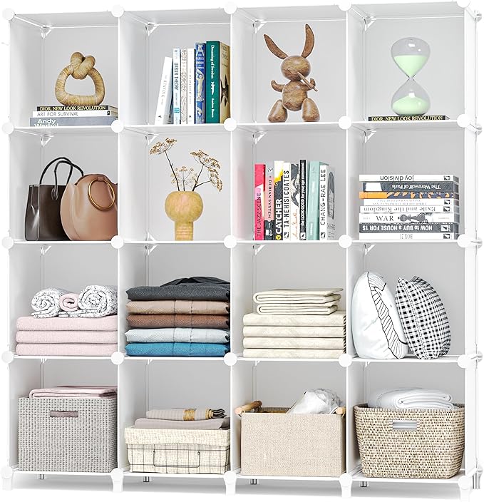 Neprock 16 Cubby Storage Organizer, Closet Clothes Storage Organizer, Cube Shelves Closet Organizers and Storage Shelves for 