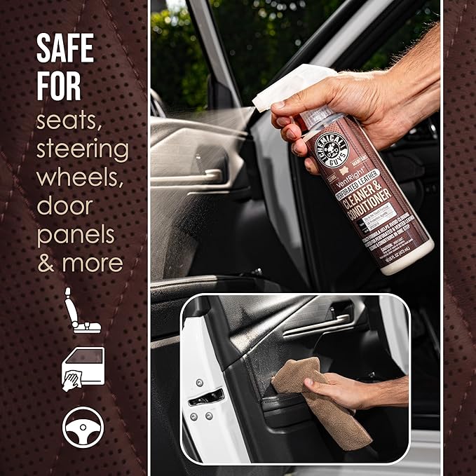 Chemical Guys VentRight Perforated Leather Cleaner and Conditioner Deep Cleaning Leather Cleaner for Ventilated Seats with Ad