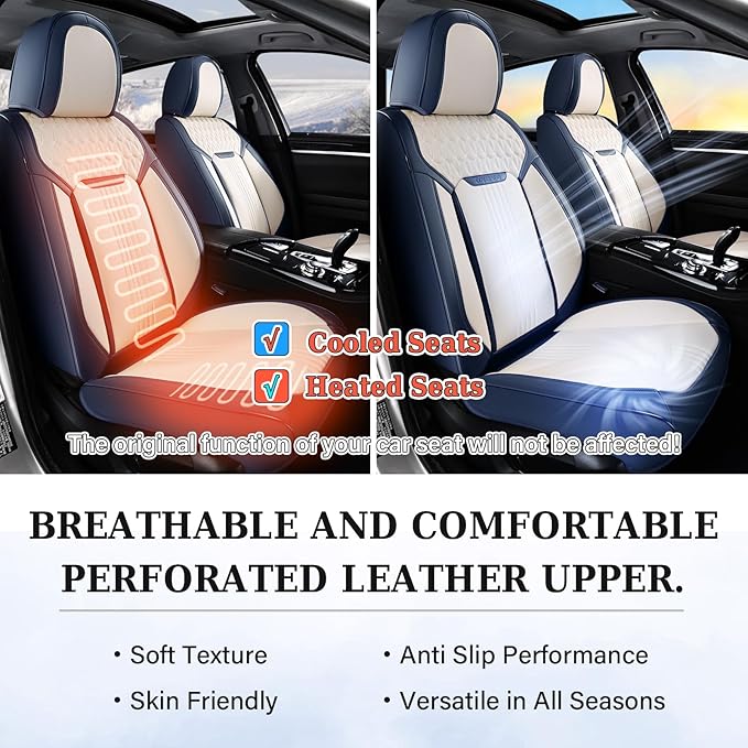 Coverado Front Seat Covers, Car Seat Covers Front Seats, Leather Seat Cover for Cars, Waterproof Seat Covers, Car Seat Protec
