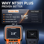 Upgraded of NT301, FOXWELL NT301 Plus 2-in-1 OBD2 Scanner Car Battery Tester, Professional Code Reader Check Engine Diagnostic