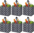 WISELIFE Reusable Grocery Bags 6-Pack Foldable Washable Large Storage Bins Basket Water Resistant Shopping Tote Bag Dark Grey