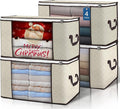 90 L Large Storage Bags, 4 Pack Clothes Storage Bins Foldable Closet Organizers Storage Containers with Reinforced Handle for