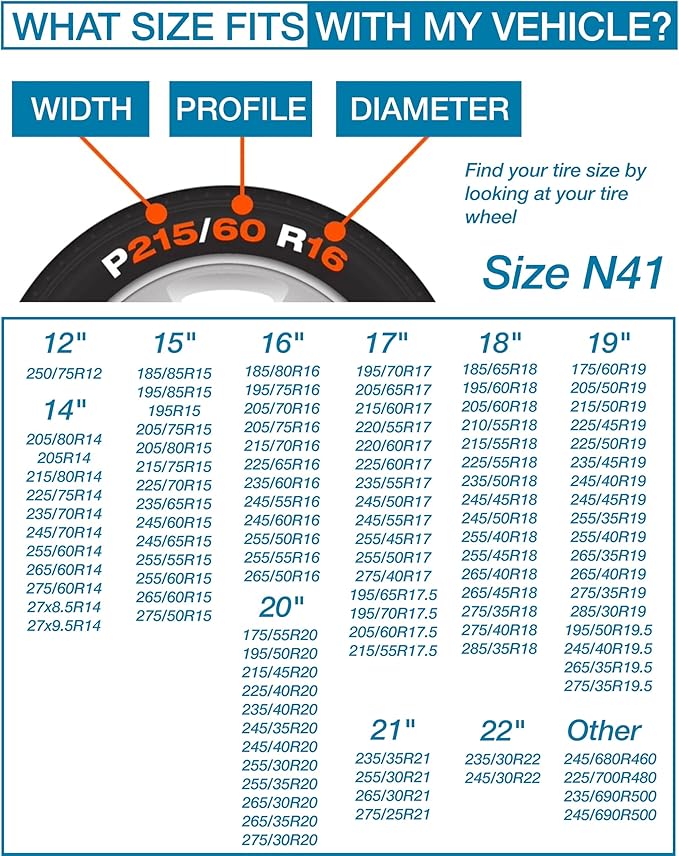 Passenger Vehicle Snow Socks for Tires, N41 - Car Sock Tire Traction Device for Snow, Ultimate Chain Alternative for Cars, SU