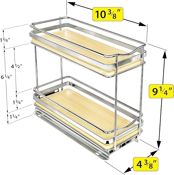 LYNK PROFESSIONAL® Élite™ Pull Out Spice Organization for Cabinets - 4-3/8 inch Wide – Spice Rack for Inside Cabinets – Wood/
