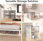 Foluck X-Large Shoe Storage Box, 15 Pack Clear Plastic Stackable Shoe Organizer for Closet, Interlocking Design Shoe Containe