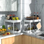 MEAFBIRD 2 Pack Under Sink Organizer, 2 Tier Bathroom Cabinet Organizer with Sliding Basket, Multi-Purpose Under Sink Organiz