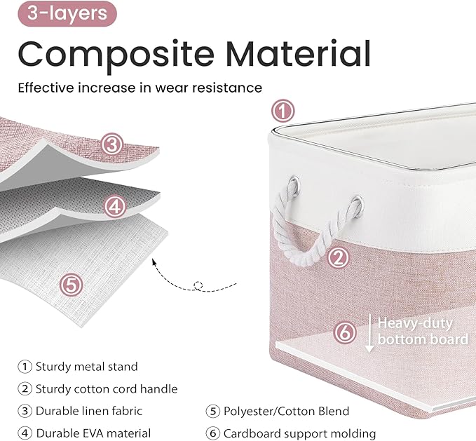 Large Storage Baskets- 15x11x10 inch Storage Bins for Shelves and Closet Organizing, Foldable Fabric Bin for Home Organizatio