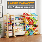 SpaceAid 3-in-1 Toy Storage Organizer with 4 Shelves and 12 Bins, Toy Organizers Storage 3-Tier Bookshelf, Kids Bin Shelf Box