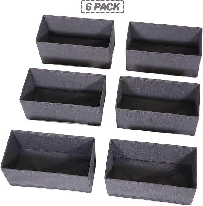 DIOMMELL 6 Pack Foldable Cloth Storage Box Closet Dresser Drawer Organizer Divider Fabric Baskets Bins Containers for Clothes