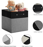 FinishingBo 13 x 13 Inch Fine Linen Storage Bins with Handles，Fabric Cube Boxs，Basket Organizers for Shelves for Home, Closet