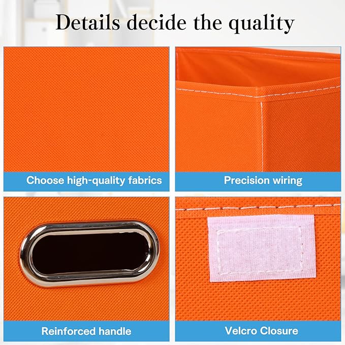 STOREONE Fabric Storage Cube Bins Foldable Organizer Container Collapsible Basket with Lids and Metal Handles, for Home, Bedr