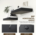 Deep Floating Shelves | 24 Inch Black Floating Shelves Set of 2 | 12 Inch Deep Rustic Wood Shelves for Wall | 24" W x 12" D B