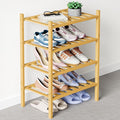 Smiry Bamboo Shoe Rack for Closet, 4 Tier Small Wooden Stackable Shoe Organizer, Free Standing Shoes Storage Shelf for Entryw
