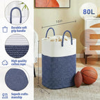 Laundry Basket,Woven Cotton Rope Laundry Hamper,Versatile Storage for Dirty Clothes,Baby Toys,and Blankets in Bathroom, Nurse