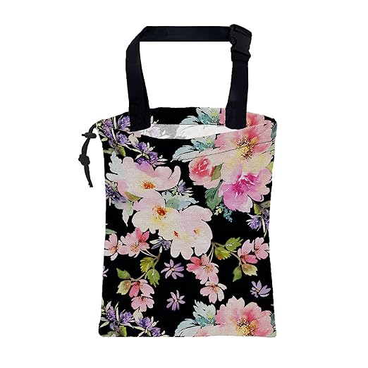 Car Trash Bag Watercolor Pink Flowers Leak-Proof Waterproof Car Garbage Bag with Drawstring Foldable Canvas Trash Bin with Adjustable Buckle for Car Accessories, Travelling, Camping