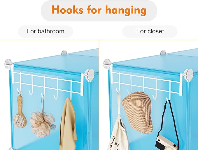 Portable Closet 6 Cube Closet Organizer and Storage Shelf Bookcase with Metal Hammer, Organizer Cabinet for Kids, Bedroom, Ba