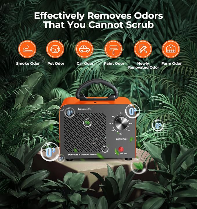 Ozone Generator, 48,000mg/h High Capacity O3 Machine for Large Spaces Up to 4,000 Sq Ft, Portable Odor Eliminator for Car, Ho