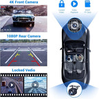 Wireless Apple Carplay Screen for Car 4K Dash Cam, 9" Portable Apple Carplay & Android Auto Car Stereo, with 1080p Backup Cam