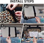 Car Tissue Holder Car Visor Organizer Tissue Box Holder for Car Sun Visor Organizer with Car Vehicle Accessories Essentials Interior for Women Men Brown White Leopard Print