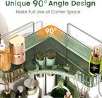 3-Tier Green Corner Organizer, PET Counter Storage with Hooks | Multi-Surface Organizer for Bathroom Vanity & Kitchen Counter